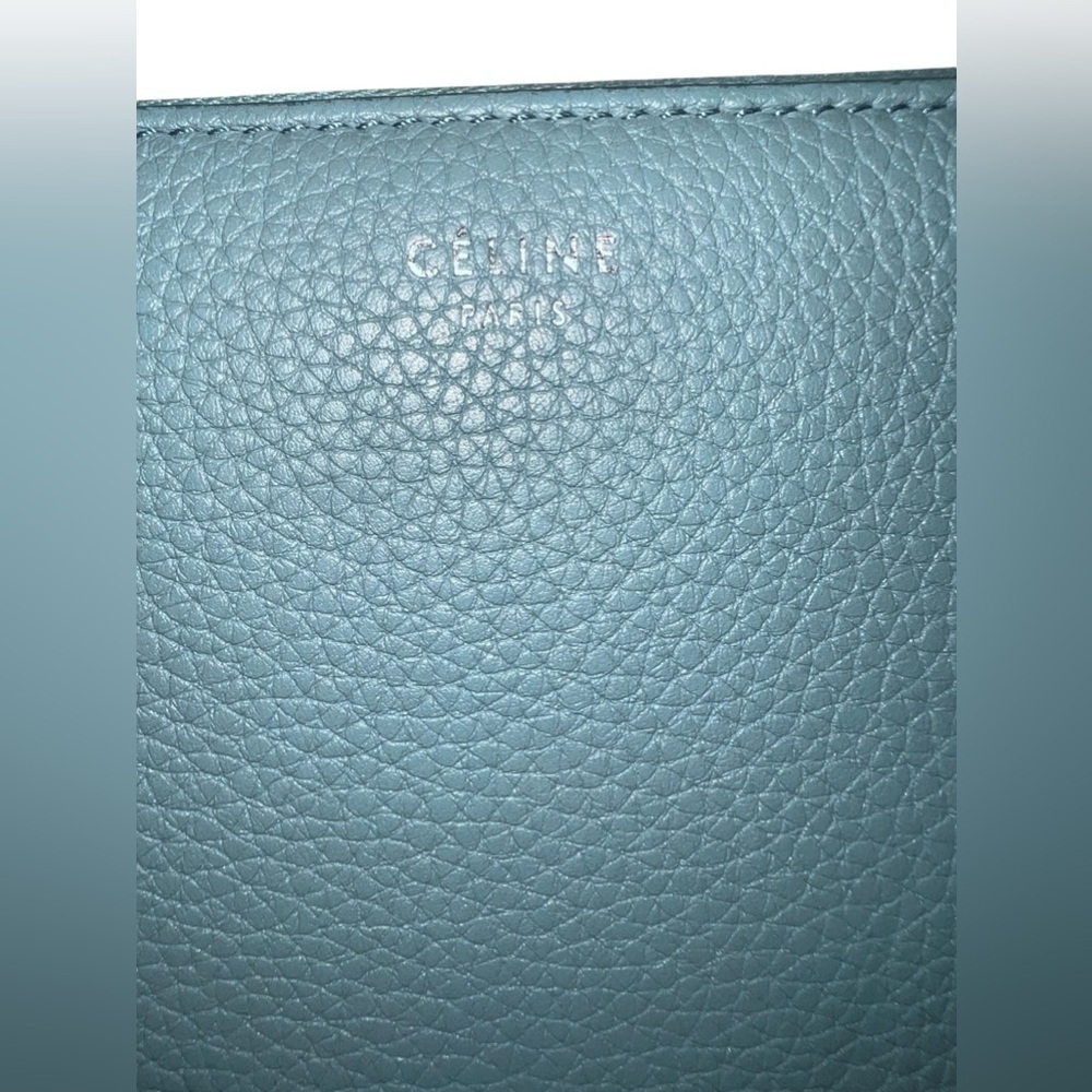 EUC Celine Large Zipped Multifunction Long Wallet Blue Leather Silver Hardware - Picture 2 of 15
